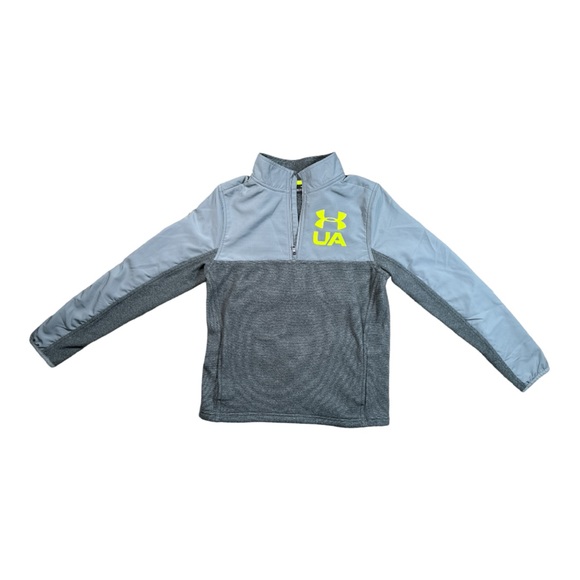 Under Armour 1/4 Zip Youth Size Large Gray With Neon Green Logo - Picture 3 of 8